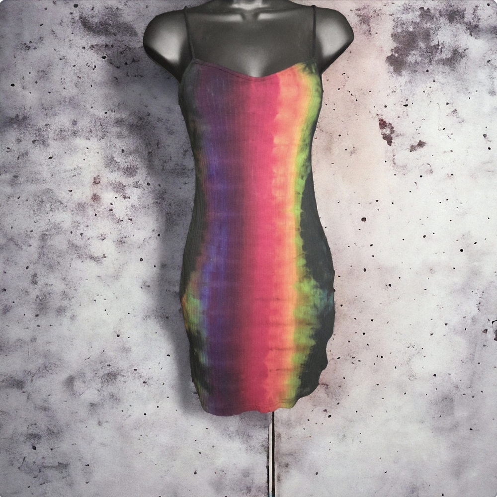 Dress is medium sized tye dyed